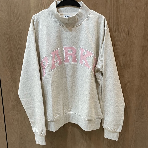 PARK Gray Sweatshirt with Pink Accents
